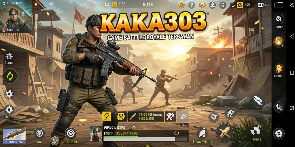 Tampilan gameplay mendebarkan pada KAKA303 dengan aksi Battle Royale yang intens.