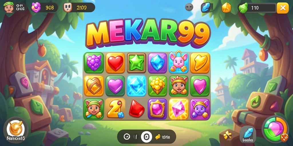 Tampilan gameplay seru dari MEKAR99 dengan kombinasi elemen Match-3.