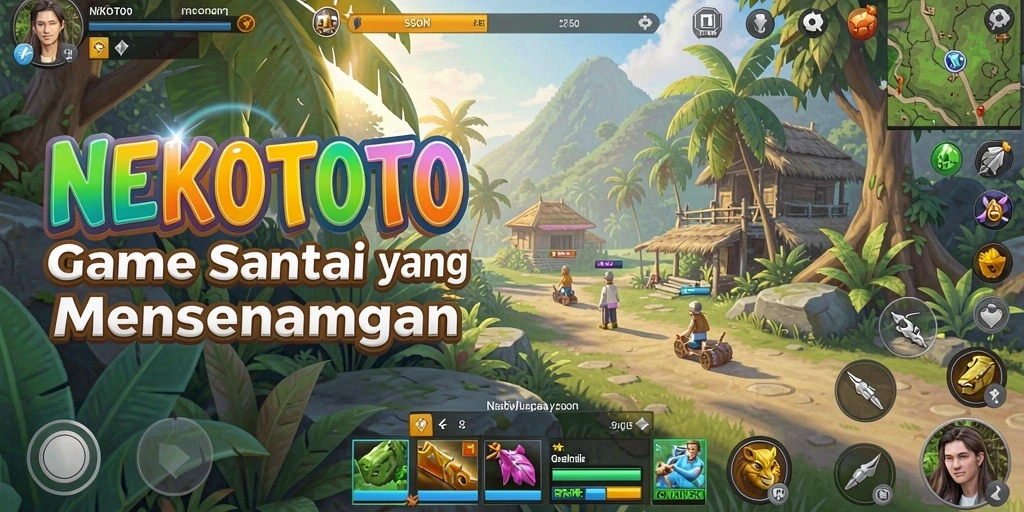 Tampilan gameplay NEKOTOTO yang ceria dan penuh warna.