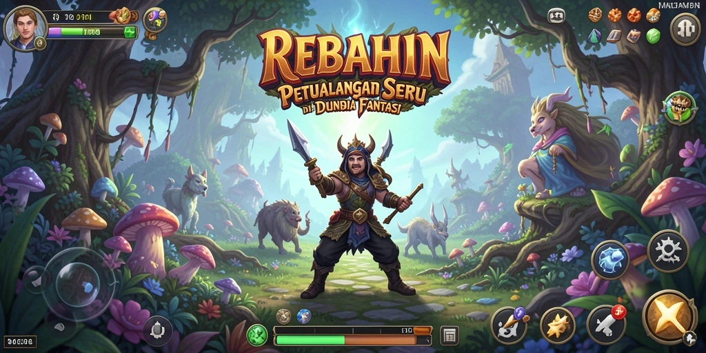 Screenshot gameplay REBAHIN dengan dunia petualangan yang luas.